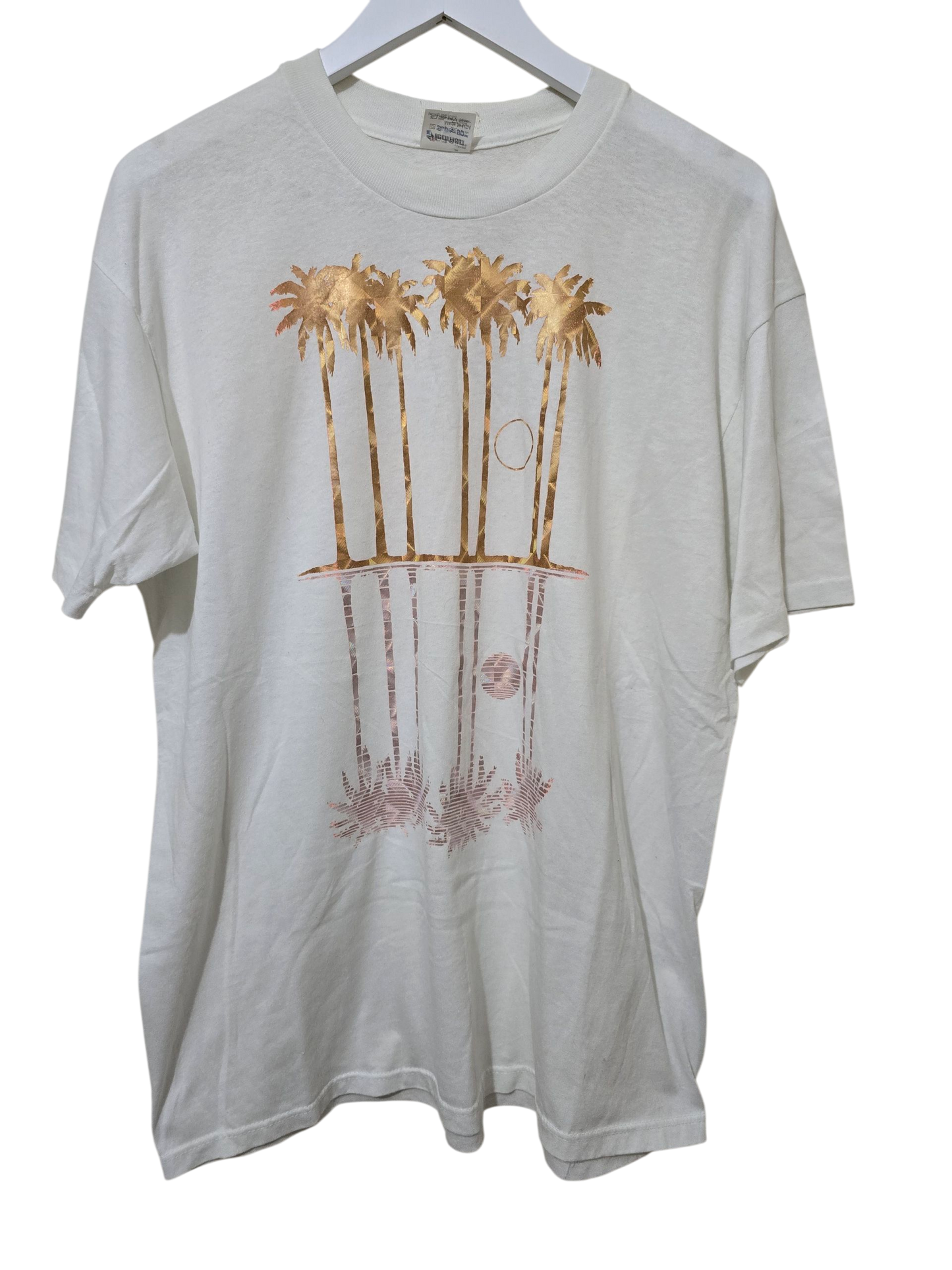 80s Stedman Vintage T-Shirt "Palmen Print" – Weiß | XL