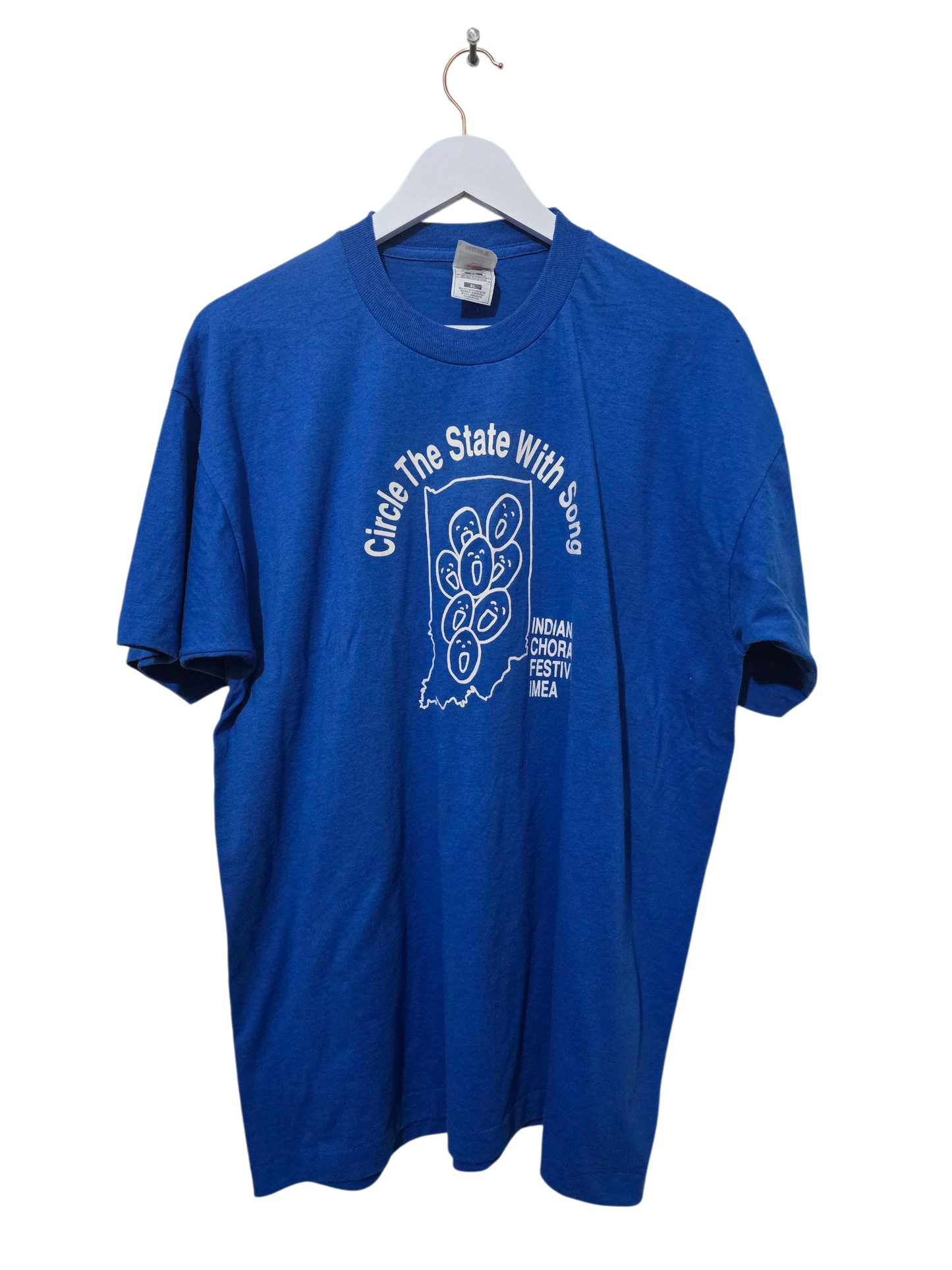 90s Vintage Fruit of the Loom – "Circle The State With Song" T-Shirt | Blau | XL