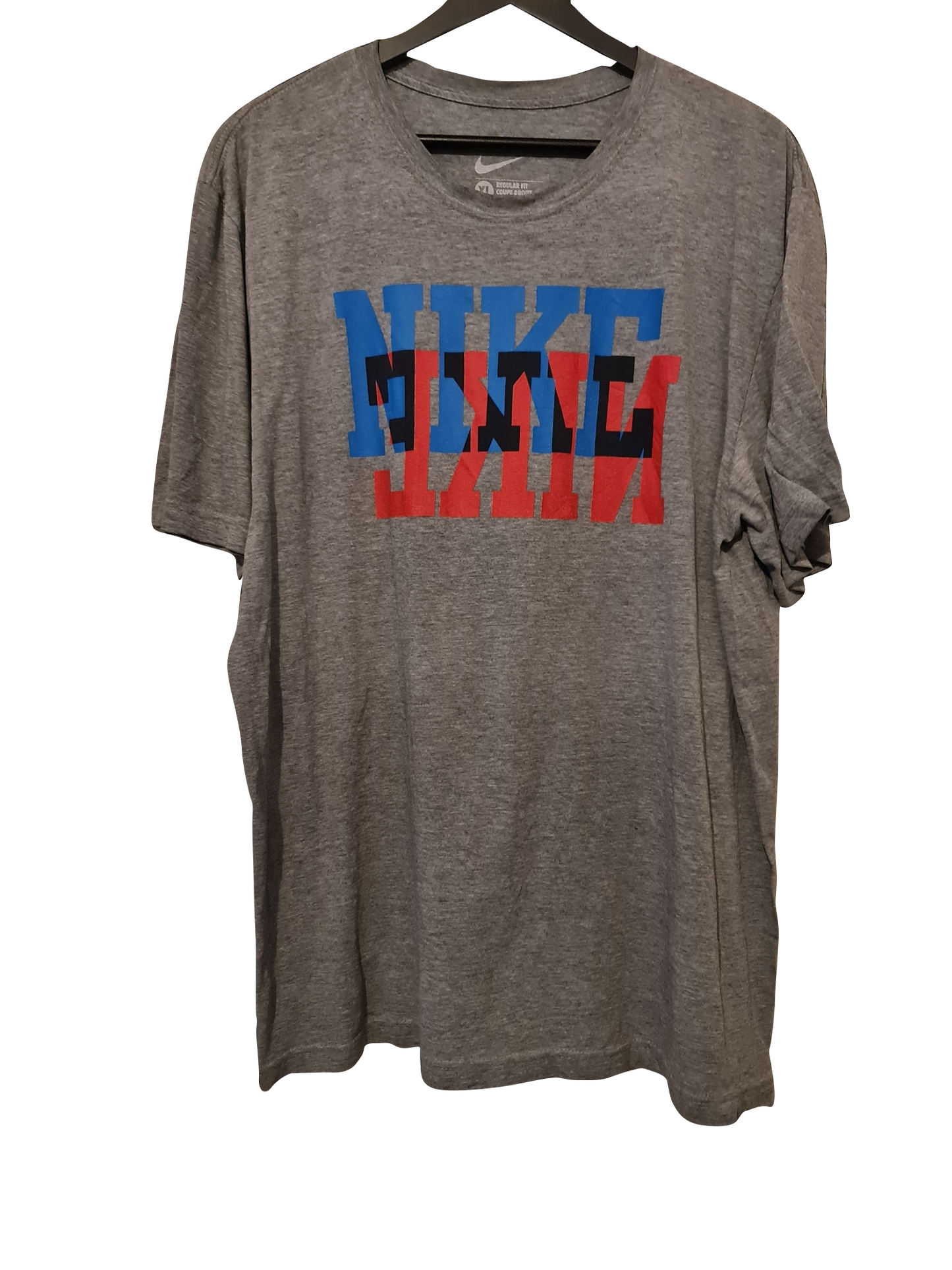 Nike T-Shirt mit blau-rotem Schriftzug | XL