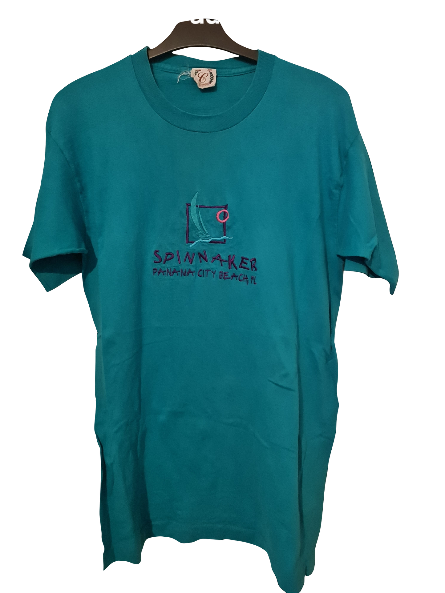 80s-90s Vintage Changes T-Shirt „Spinnaker – Panama City Beach, FL“ mit Stickerei | L