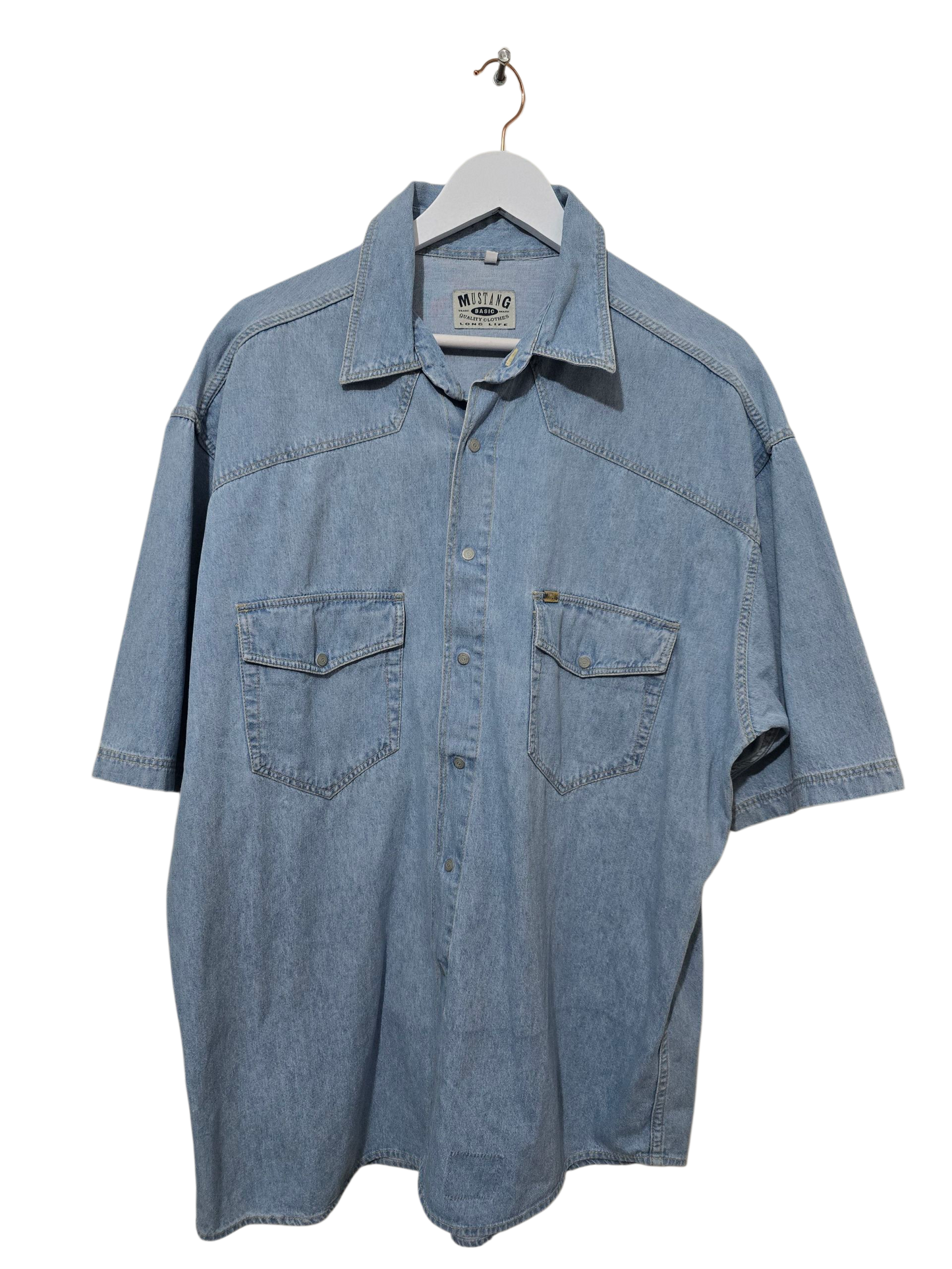 90er Mustang Jeans Denim Kurzarmhemd | XL Oversized