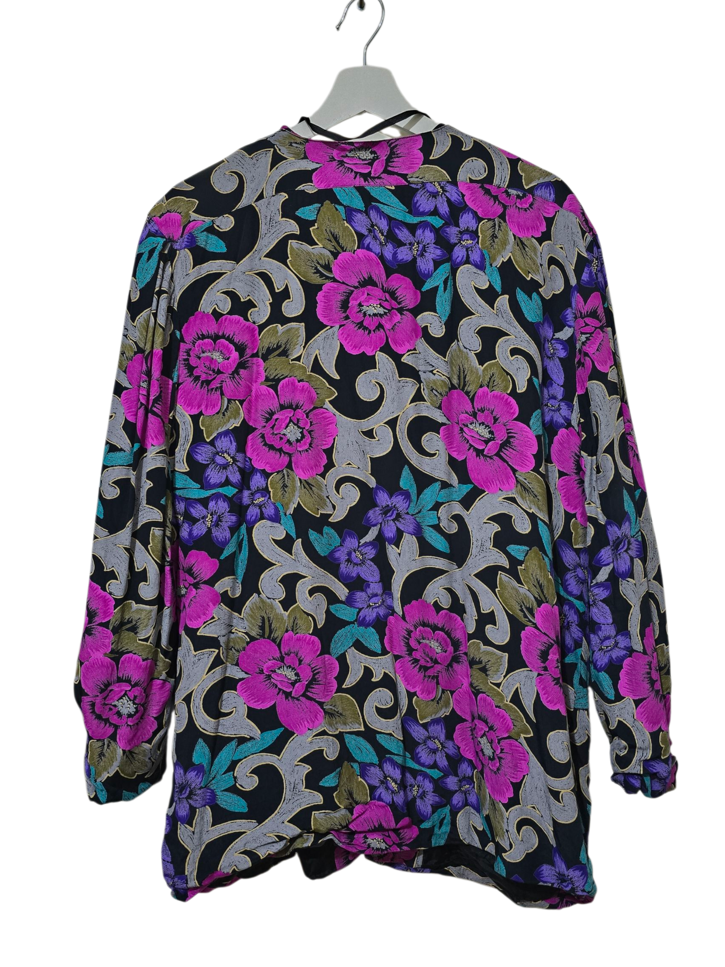 80er Vintage Bluse mit Blumenmuster | XL