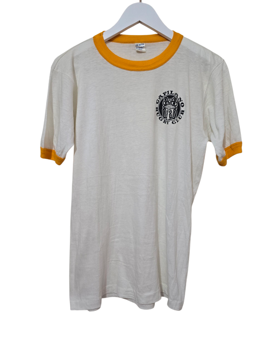 Gym Master –80s Vintage Ringer T-Shirt „Capilano Rugby Club“ | L (fällt kleiner aus)