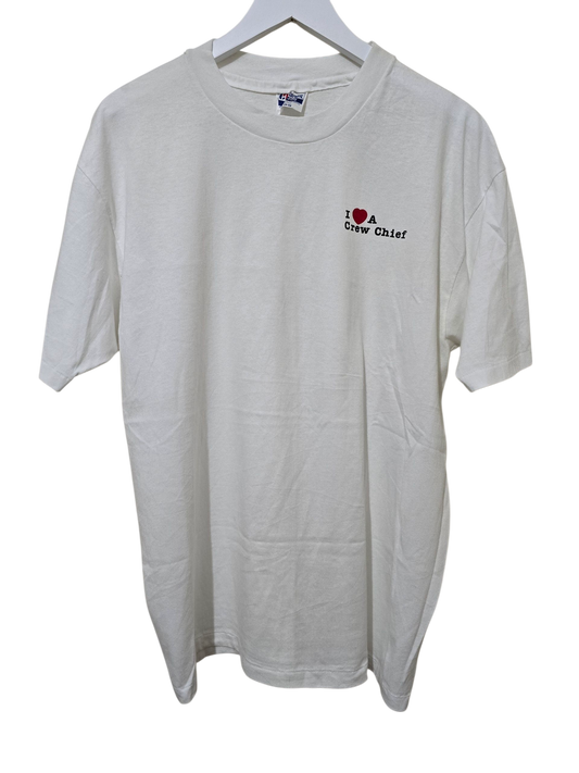 80s Vintage Hanes Fifty-Fifty T-Shirt – „I ❤️ A Crew Chief“ | XL