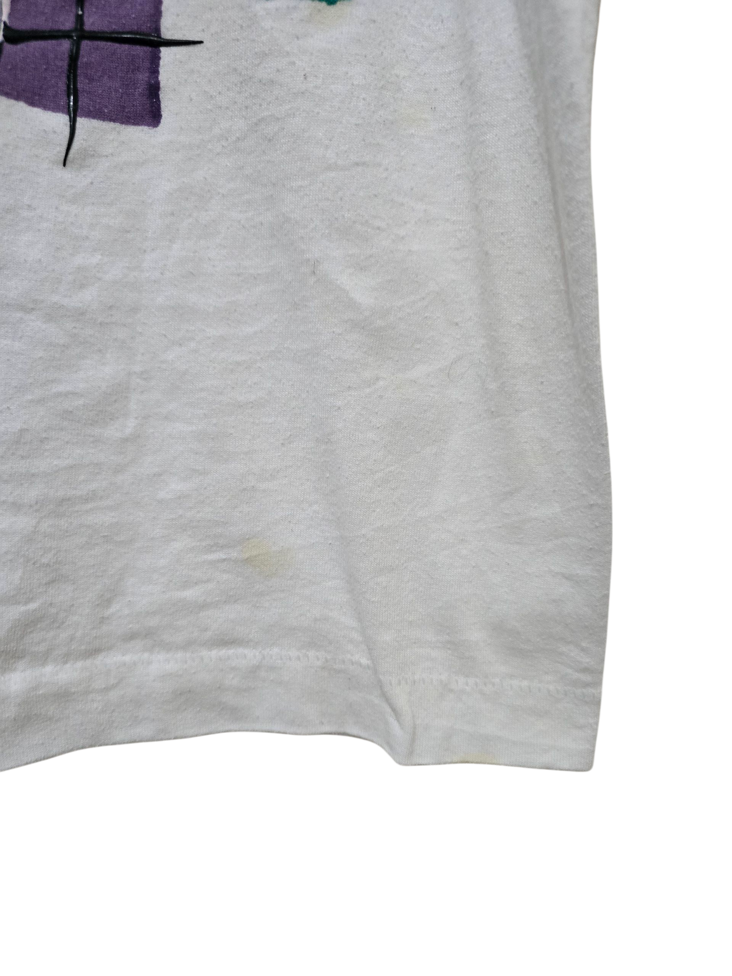 80s India Ink Paintworks – Handbemaltes Vintage-Shirt | Weiß | One Size (ca. XL)