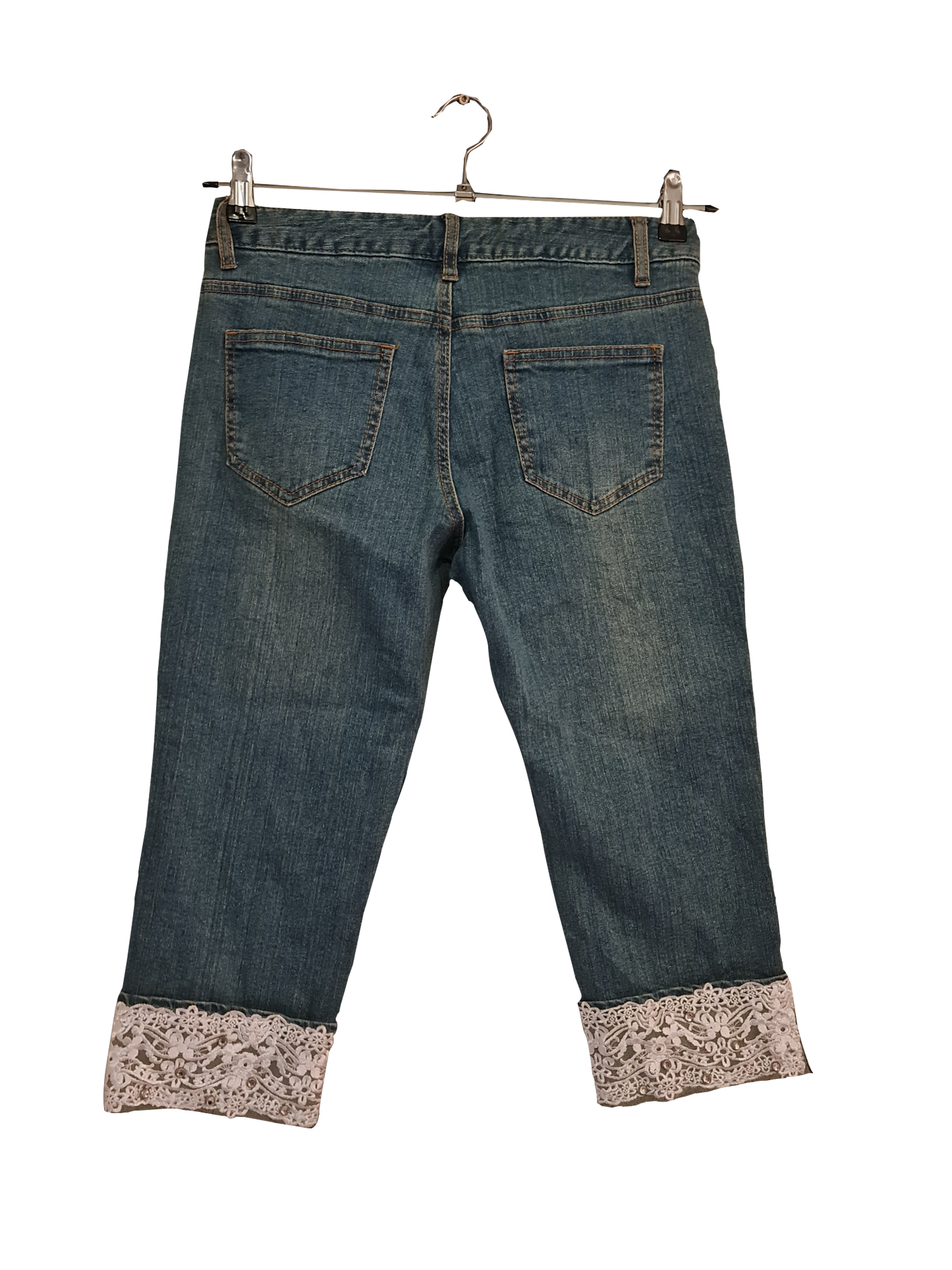 Spitzenbesetzte 3/4-Jeans Slim Fit | W27 L19 | S-M | EU 38