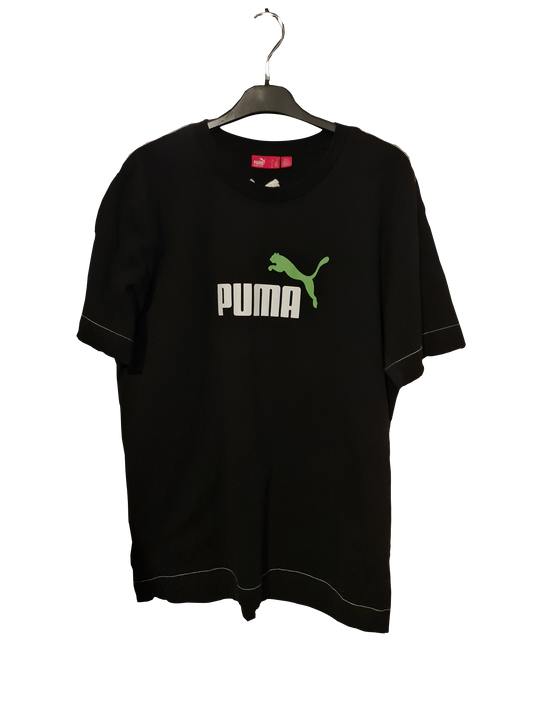 Puma T-Shirt – Schwarzer Logo-Print &amp; Kontrastnähte | M