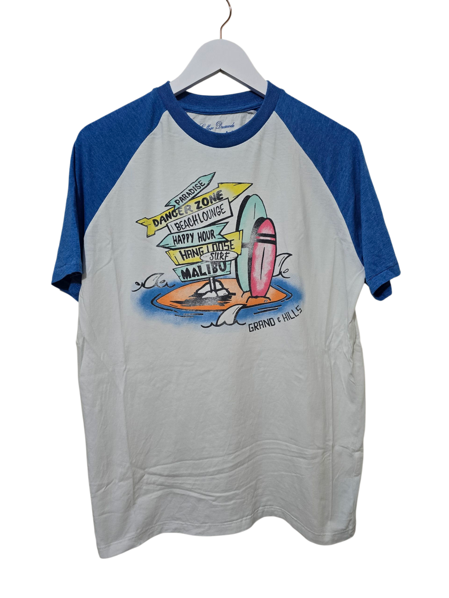 Grand & Hills – Vintage T-Shirt mit Surf-Print | XL