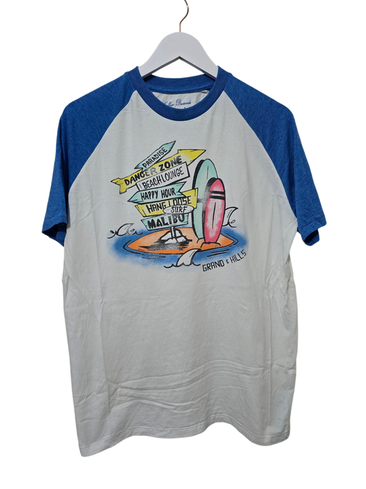 Grand & Hills – Vintage T-Shirt mit Surf-Print | XL