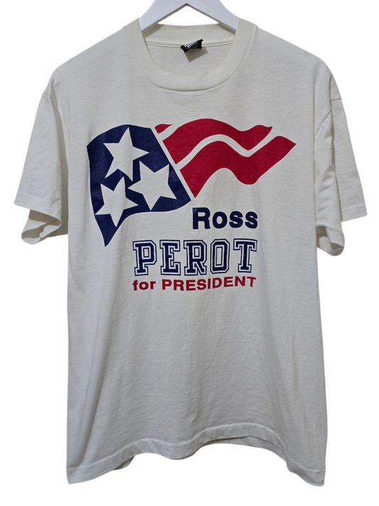 90s Screen Stars Best – Ross Perot „For President“-Vintage-Shirt | Weiß | XL
