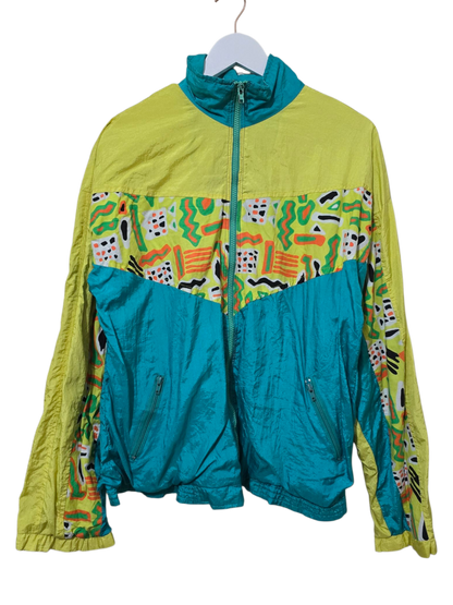 90s Vintage Trainingsjacke im bunten Retro-Design | M