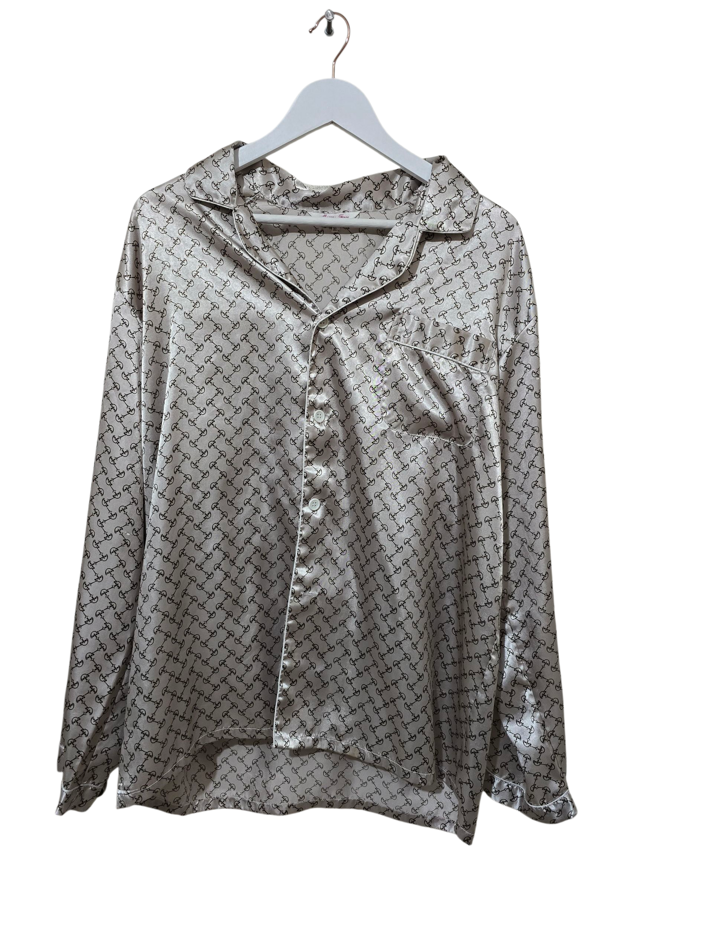 Moon Face Fashion Satin Hemd | XL