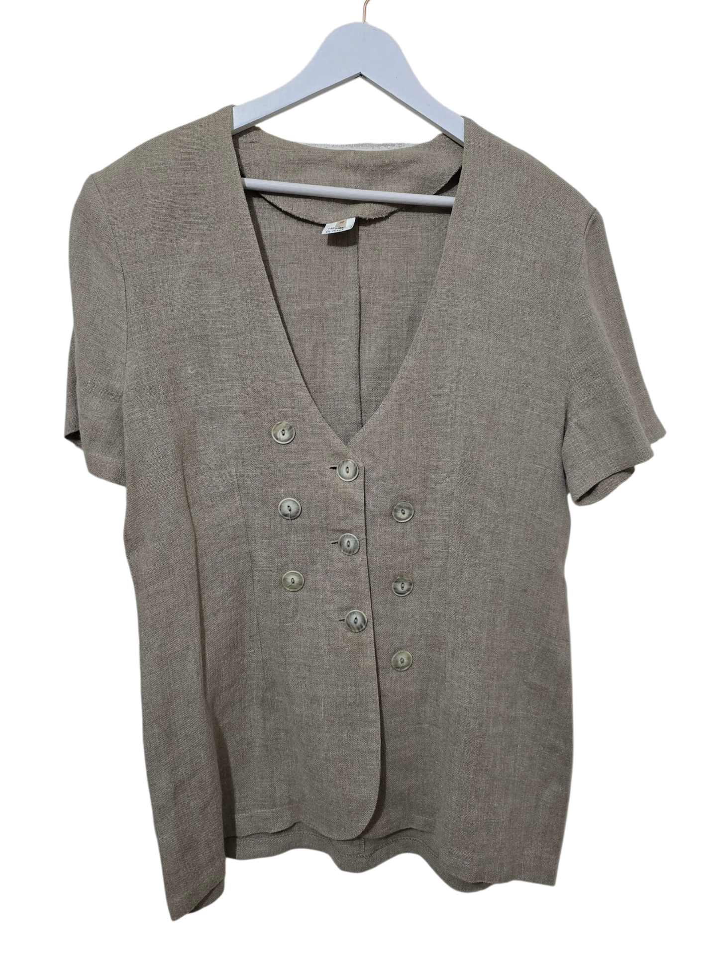 80s/90s Vintage Leinen Blusenjacke | M-L