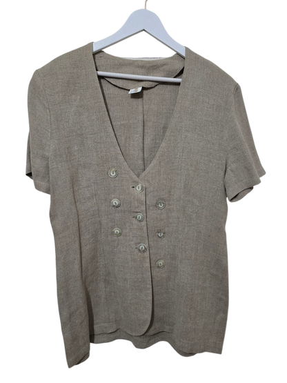 80s/90s Vintage Leinen Blusenjacke | M-L