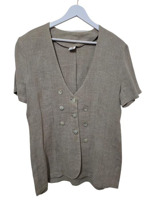 80s/90s Vintage Leinen Blusenjacke | M-L