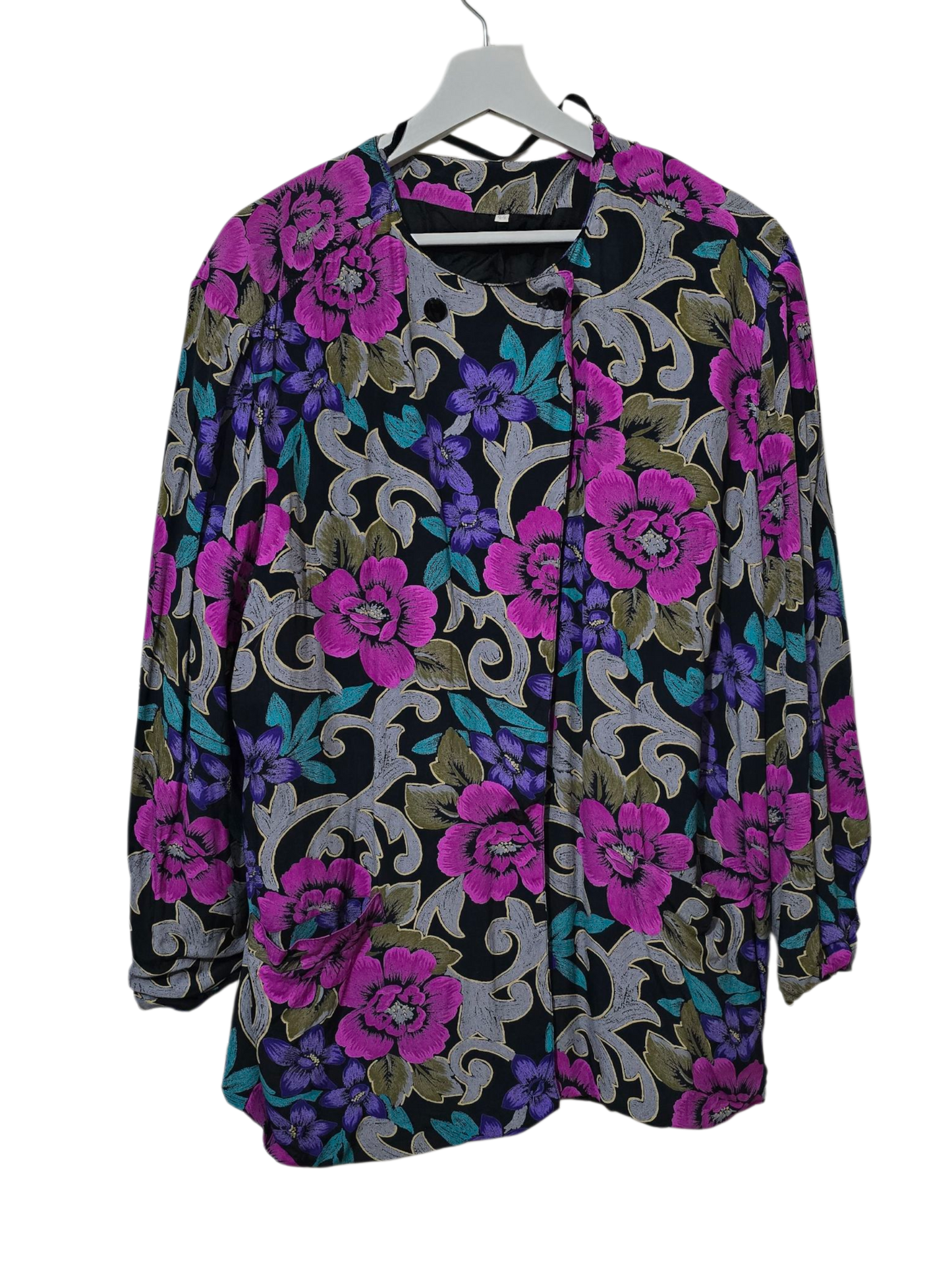 80er Vintage Bluse mit Blumenmuster | XL