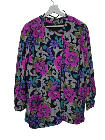 80er Vintage Bluse mit Blumenmuster | XL