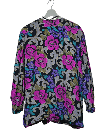 80er Vintage Bluse mit Blumenmuster | XL