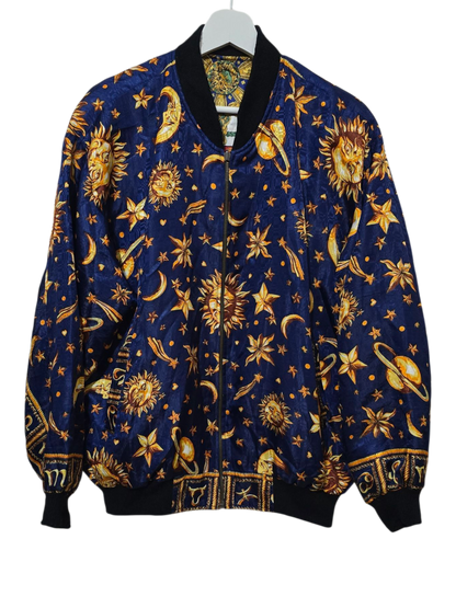 80s/90s Doppelseitige Jacke Astrologie & Planeten Print | L-XL