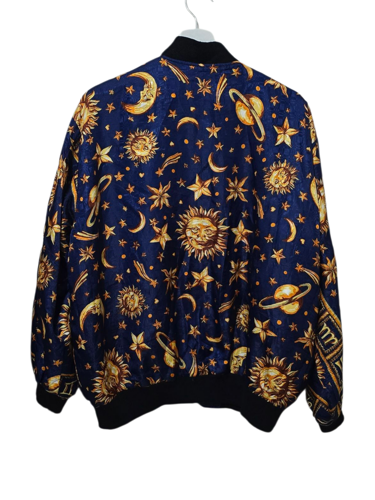 80s/90s Doppelseitige Jacke Astrologie & Planeten Print | L-XL