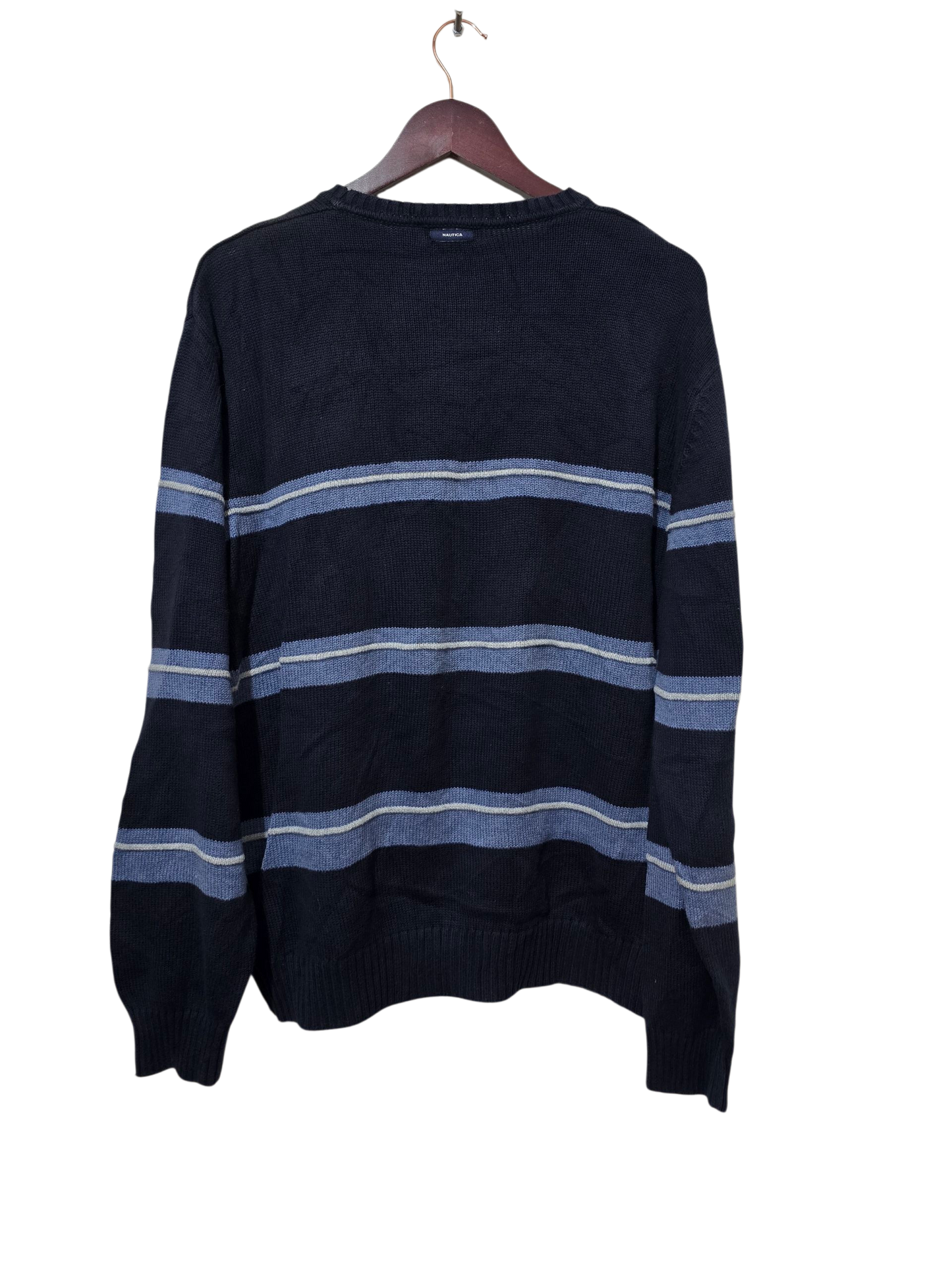90s Vintage Nautica Strickpullover mit Streifen | L Oversized