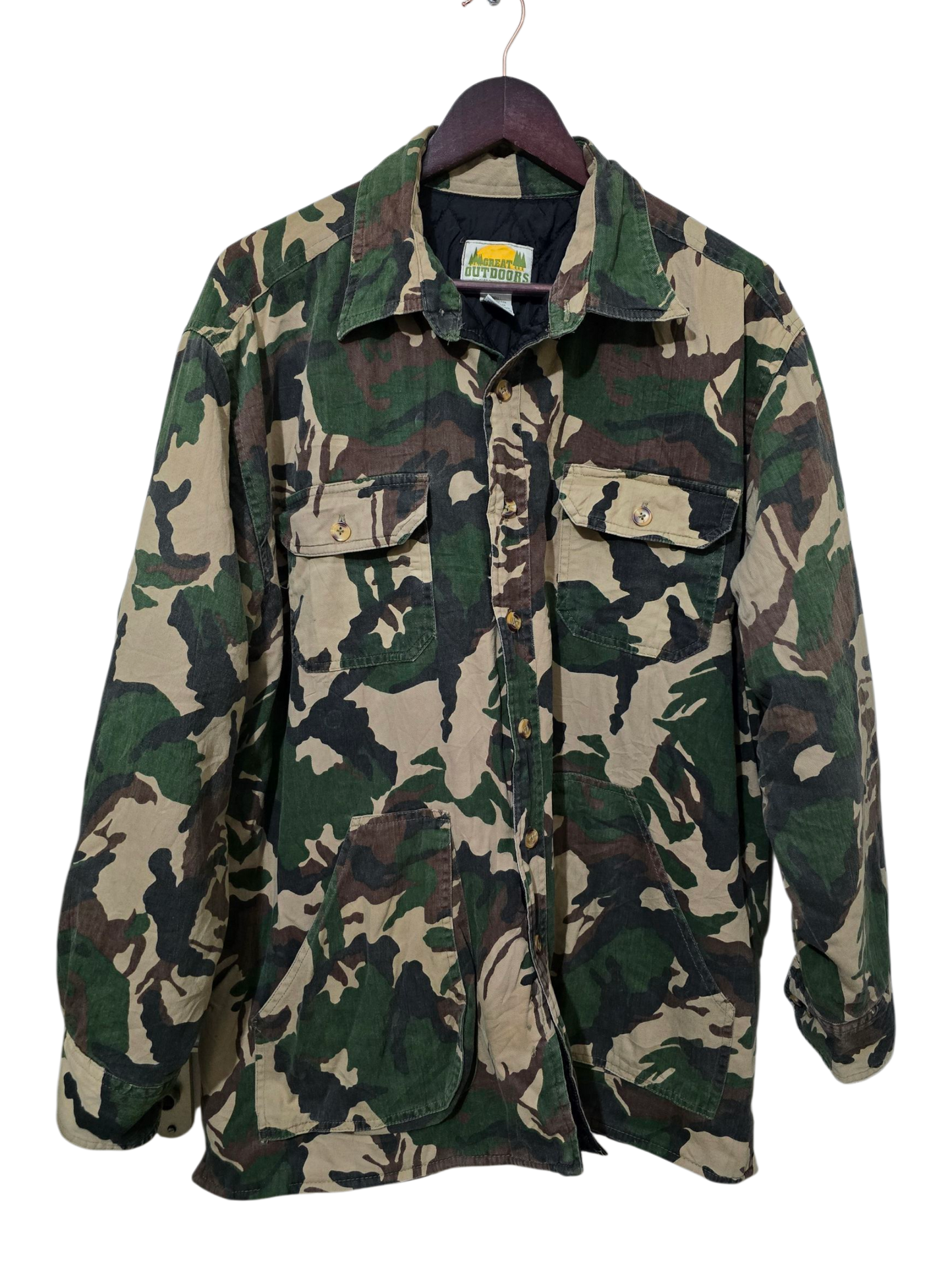 90s Vintage Great Outdoors Camo Shirt Jacket | XL Oversized