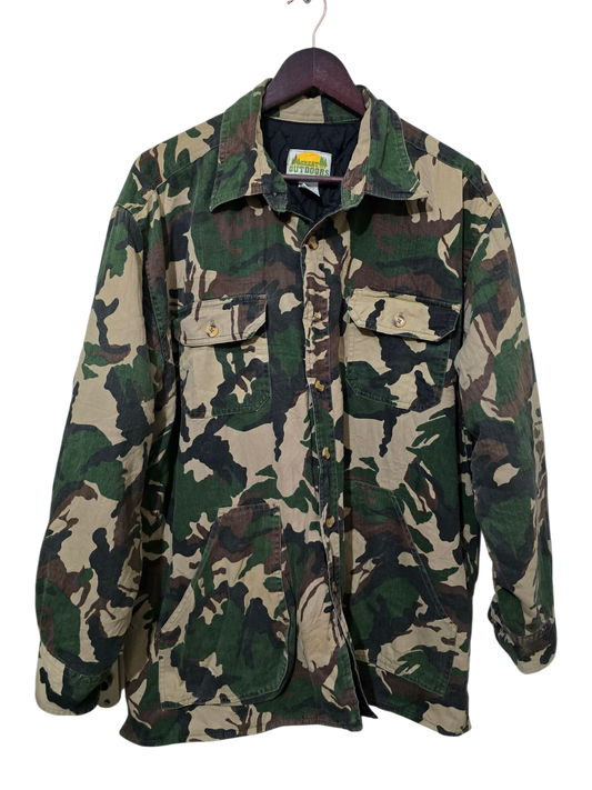 90s Vintage Great Outdoors Camo Shirt Jacket | XL Oversized