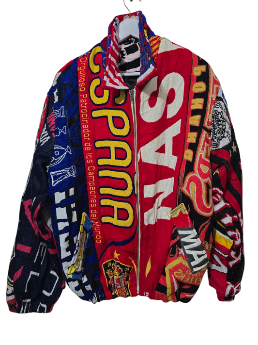 Vintage Patchwork Fußballschal-Jacke | XL