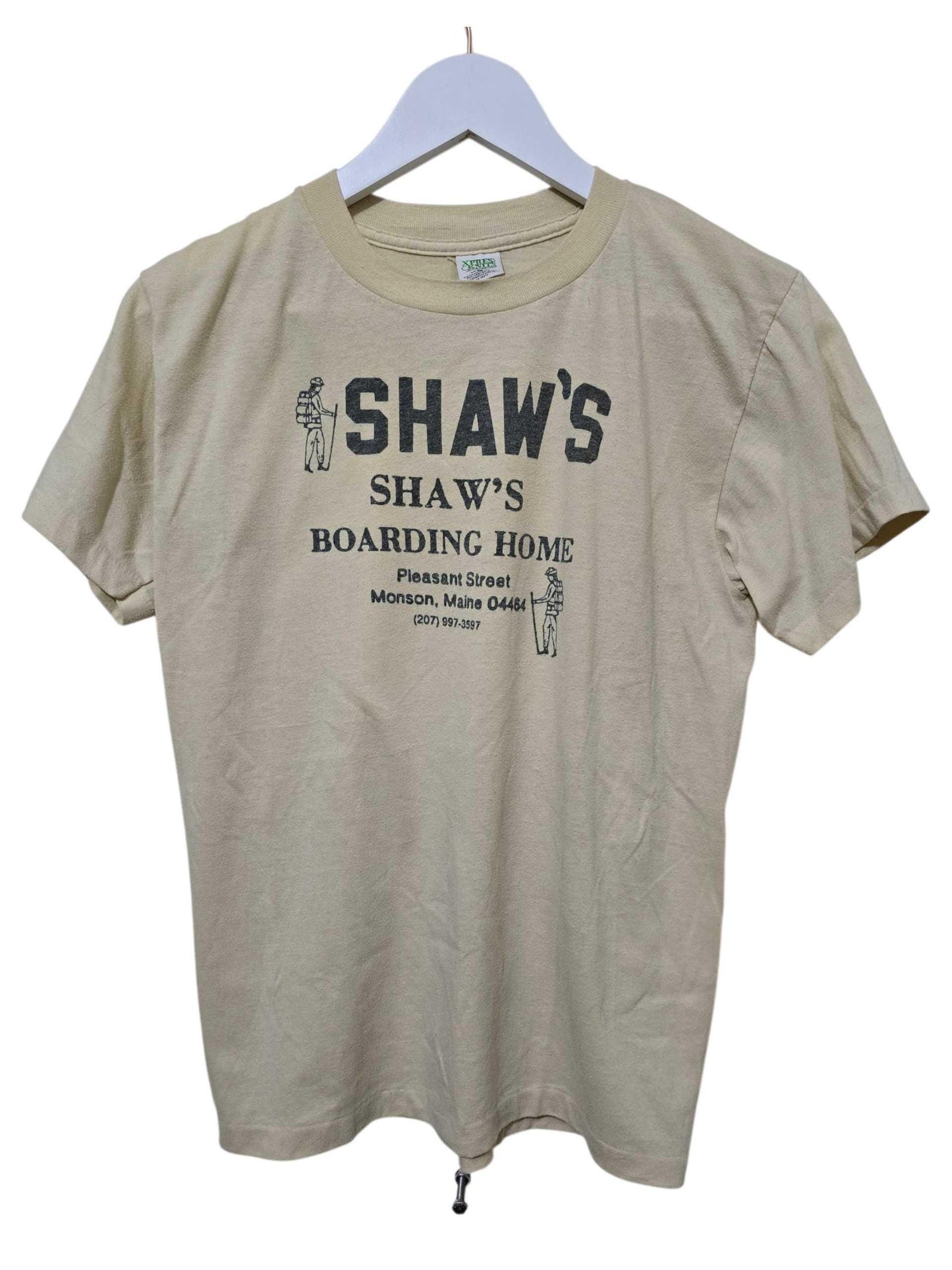 80s Vintage Shaw&#39;s Boarding Home T-Shirt – Beige | M